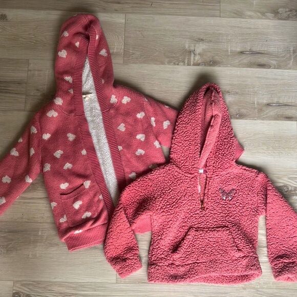Emma & Elsa Pink Fleece Heart Jacket Sierra Sky Sweater Set Pull Over - Picture 1 of 6